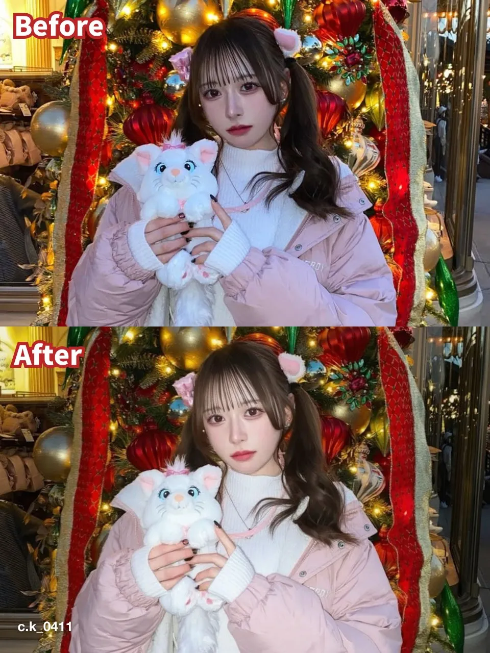 BeautyPlus フラッシュ補正 Before/After